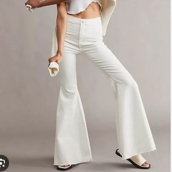 Free People We The Free Just Float Wide Leg Jean White Raw Hem 24x30 - Picture 12 of 14